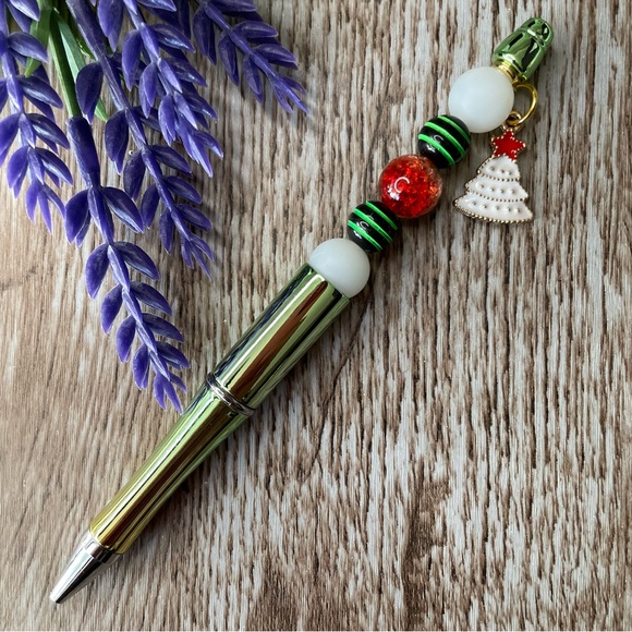 Handcrafted Deer Snowman Pens Beaded Unique Artisan Gifts Office Accessories - Picture 6 of 7